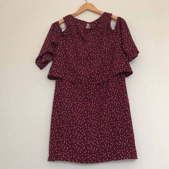 MANGO Cold-Shoulder Burgundy Dress - Picture 4 of 6